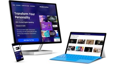 computer and laptop showing english classes for job seekers