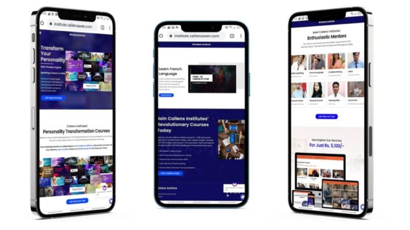 mobile phones showing the french course in delhi