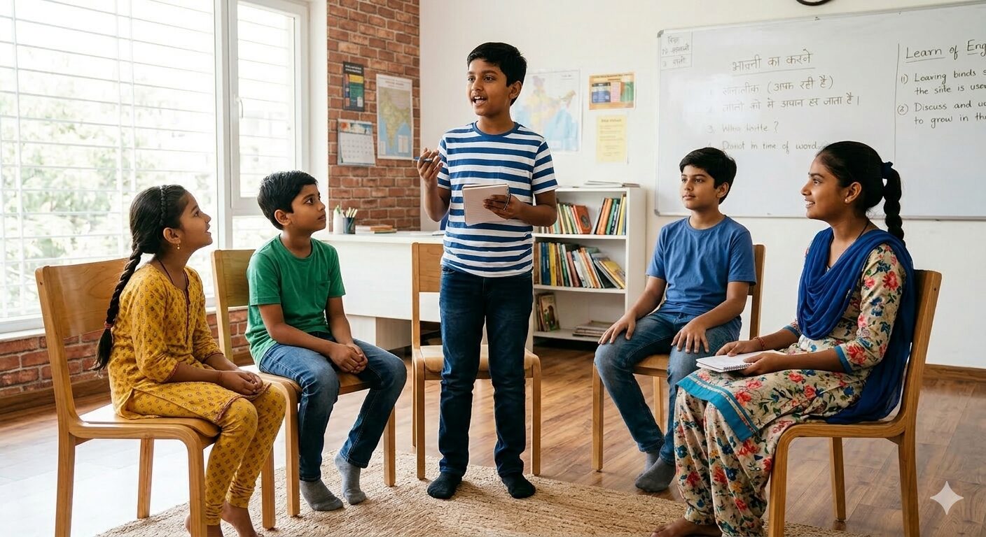 Kids summer camp public speaking activities at Callens Institute Dwarka Mor Delhi